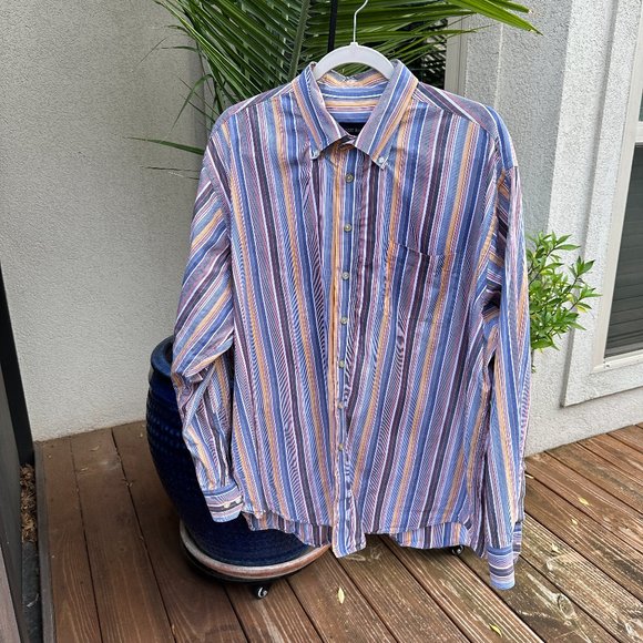 SCOTT BARBER Striped Business Casual Shirt - XXL - Picture 2 of 7